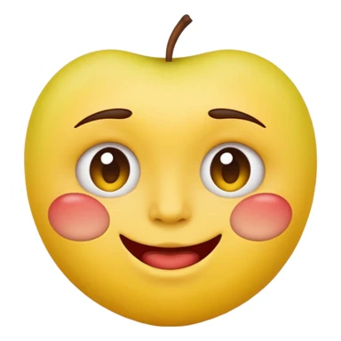 biting lip, round yellow face, realistic apple emoji style, no body, no hands, just the face sticker