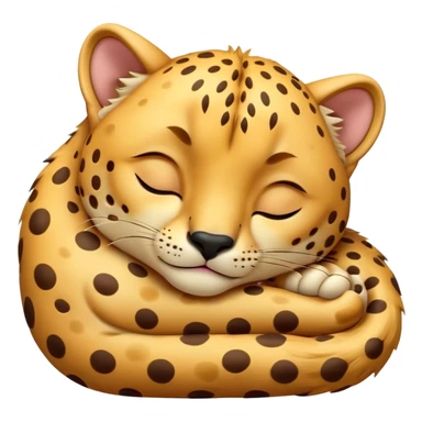 Meme-Worthy Cute Sleeping Cheetah Portrait Emoji, Head resting peacefully with a contented smile, showcasing a lean, muscular build and a luxuriously soft golden spotted Fur, eyes shut in a serene, restful nap, Simplified yet hilariously adorable features, highly detailed, glowing with a soft, drowsy light, high shine, relaxed and utterly lovable, stylized with an air of playful laziness, bright and heartwarming, soft glowing outline, capturing the essence of a comically sleepy cheetah, so meme-worthy it feels like it could instantly become the next viral sensation of adorable slumber! sticker