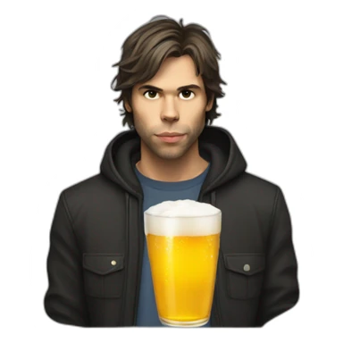  Orelsan with cat drink beer sticker