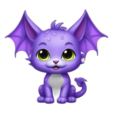 Cute dragon cat purple with big wings and big teeth sticker