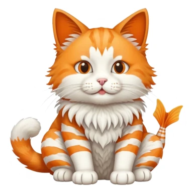 cat full body sitting with fish bones in mouth sticker