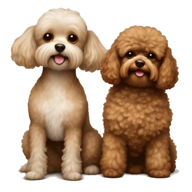 Brown toy poodle and light brown shitzu happy together sticker