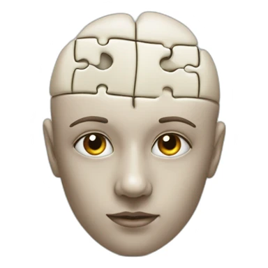 human head divided to the 4 big puzzles sticker