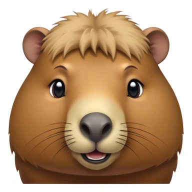 Cinematic Cute Capybara Portrait Emoji, Head tilted playfully and inquisitively, with a delightfully fluffy, rounded form and a distinctively endearing capybara face marked by a short snout and petite ears, accented by luxuriously soft fur in warm earthy tones and bright, sparkling eyes full of charm; rendered with intricate, realistic detail and natural highlights, high shine, affectionate and lively, styled with a touch of whimsical cuteness, soft glowing outline, capturing the essence of a mischievous yet loving capybara that seems poised to tumble playfully into your arms! sticker