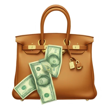 hermes birkin with money coming out top of bag  sticker