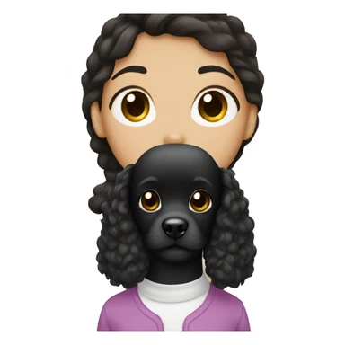 Brunette girl with black poodle sticker