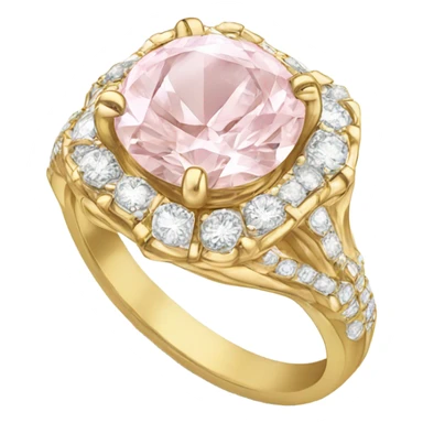 Gold engagement ring with light pink diamond  sticker