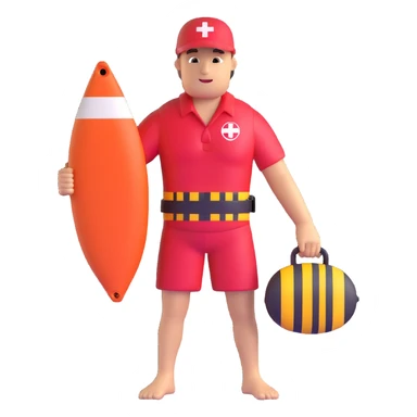 lifeguard with rescue buoy on beach sticker