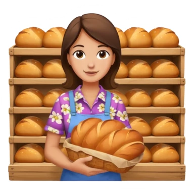 Shopper with bread loaf,Farmers’ Market, background bakery shop, market. sticker
