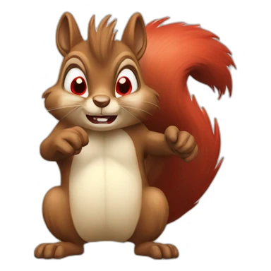 angry Squirrel with big hand and red eyes sticker