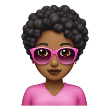 Brown girl whit curly black hair with pink sunglasses  sticker
