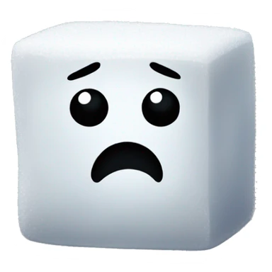 A sugar cube with sad eyes sticker