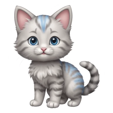 Cute blue eyed gray baby girl kitten standing on back legs sticker