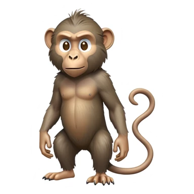 cinematic-hairy baboon-full-body-standing on all fours-emoji,-head-tilted-dramatically,-thick-grey-and-brown-fur,-simplified-yet-realistic-focused-features,-highly-detailed,-glowing-with-an-almost-sarcastic-glow expressive eyes, his top half covered in hair sticker