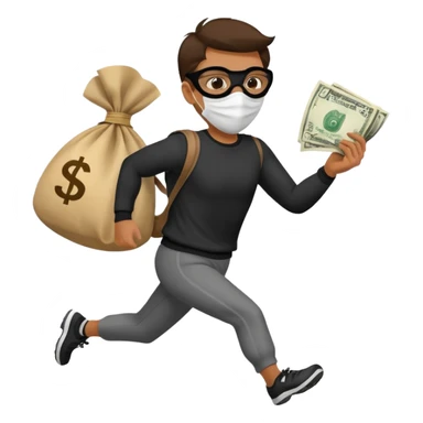 Thief running away with money bag  sticker