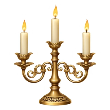 decorative candle holder with three lit candles, candelabra sticker