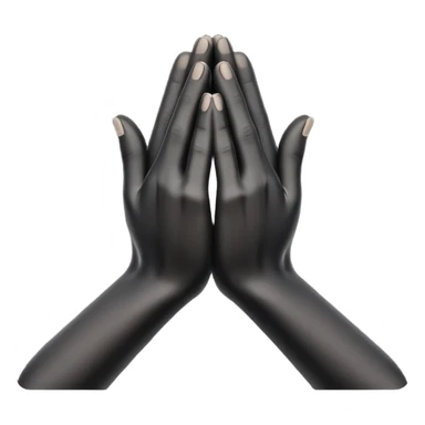 Minimal emoji, abstract praying hands simplified into solid black metal forms, subtle sacred reference, fashion avant-garde minimalism, no details, no glow, no neon, flat emoji style, centered, transparent background sticker