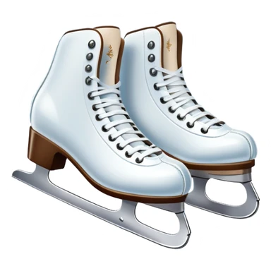 An icon showing In the background, twinkling lights, winter trees, and cheering spectators create a festive atmosphere. a pair of elegant ice skates gliding across a smooth, frozen rink with snowflakes in the air. Transparent background highlights the grace and charm of ice skating. sticker