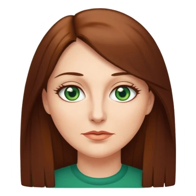 middle age woman with green eyes and long straight brown hair sticker
