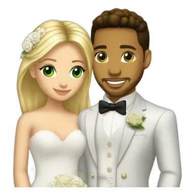 Romeo santos and blond girl green eyes wedding sticker