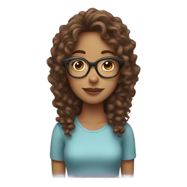 Girl with long brown curly hair with glasses sticker