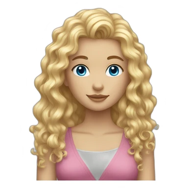 Tall curly blonde girl blue eyes sticker