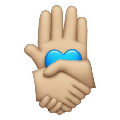 Handshaking with blue heart sticker