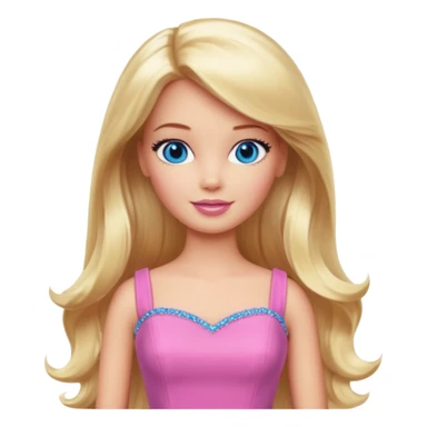 barbie, long blonde hair, pink dress, with blue eyes,different dress sticker