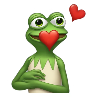 pepe the frog holding red heart sticker