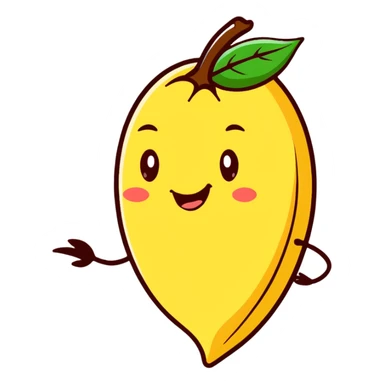 cartoon style tonka bean with a leaf, smiling face sticker