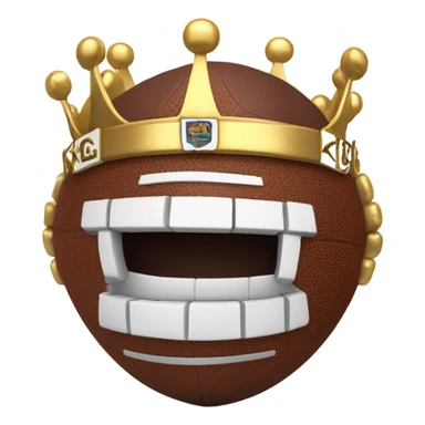 Football with the letters “KC” and the football is wearing a crown sticker