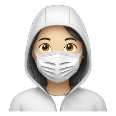 Asian woman wearing white respirator sticker