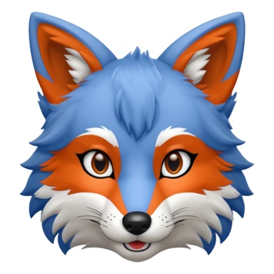 gray red fox with blue and orange accents fursuiter sticker