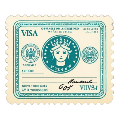 visa stamp with subtle ink details sticker
