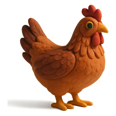 hen with detailed feathers in claymation style sticker