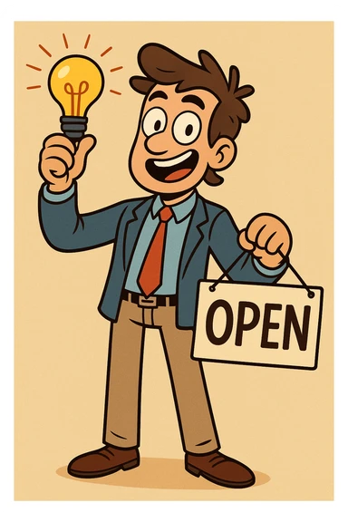 business owner, creative, innovative, dynamic style, vibrant and energetic illustration sticker