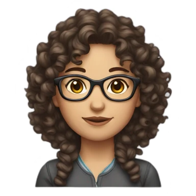 brunette curly hair nerd girl sticker