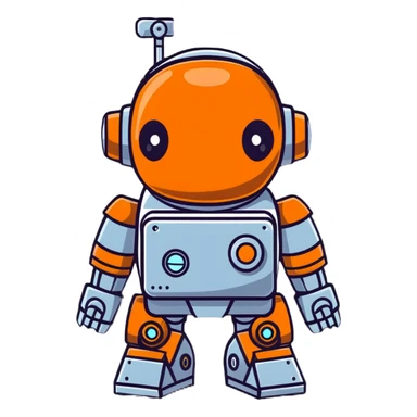 Rusted scavenger robot with patchwork body plates sticker