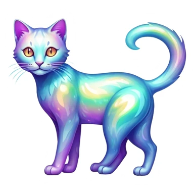 Colorful vibrant transparent iridescent luminescent ethereal fantasy-lynx-leopard-cheetah-caracal-serval-feline-animal, full-body sticker
