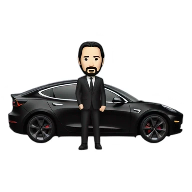 John Wick riding black Tesla Model 3 sticker
