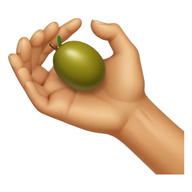 Hand catches 1 green olive sticker