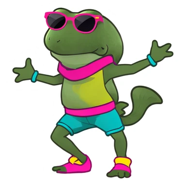 dancing in an outfit from the 80s sticker