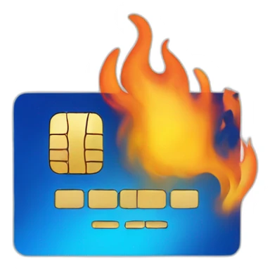 blue credit card on fire sticker
