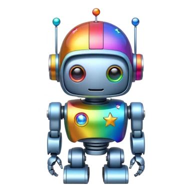 robot that has rainbow colors and stars for eyes sticker