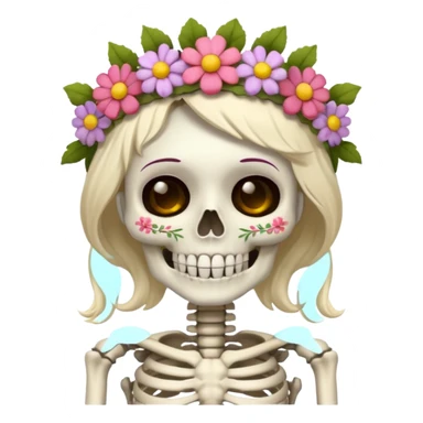 skeleton with flower crown sticker