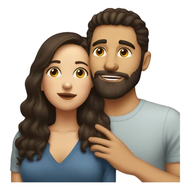 Brunette kisses bearded brunette on the cheek sticker