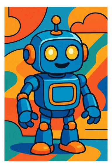 robot ai, vibrant toon style sticker