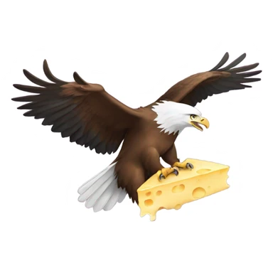 Eagle flying holing a piece of cheese sticker