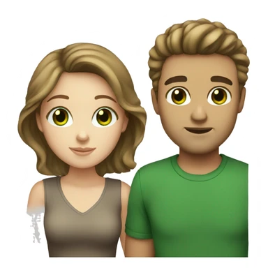 White couple brown hair green eyes sticker