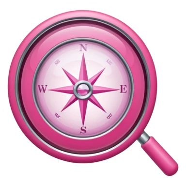 mix light pink dark pink and white girly internet compass logo with a small magnifying glass sticker